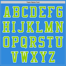 Load image into Gallery viewer, Custom Powder Blue Neon Green-White Bomber Varsity Letterman Zipper Jacket