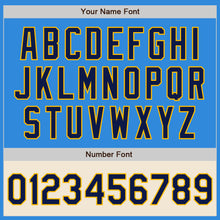 Load image into Gallery viewer, Custom Powder Blue Navy Gold-Cream Bomber Varsity Letterman Two Tone Zipper Jacket