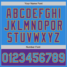 Load image into Gallery viewer, Custom Powder Blue Gold-Purple Bomber Varsity Letterman Two Tone Zipper Jacket