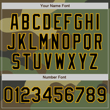 Load image into Gallery viewer, Custom Camo Black-Gold Bomber Varsity Letterman Salute To Service Zipper Jacket