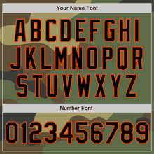 Load image into Gallery viewer, Custom Camo Black-Orange Bomber Varsity Letterman Salute To Service Zipper Jacket