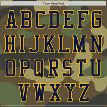 Load image into Gallery viewer, Custom Camo Navy-Gold Bomber Varsity Letterman Salute To Service Zipper Jacket