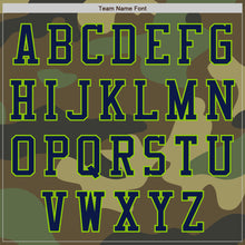 Load image into Gallery viewer, Custom Camo Navy-Neon Green Bomber Varsity Letterman Salute To Service Zipper Jacket
