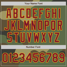 Load image into Gallery viewer, Custom Camo Crimson-Gold Bomber Varsity Letterman Salute To Service Zipper Jacket