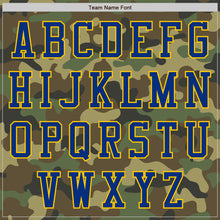 Load image into Gallery viewer, Custom Camo Royal-Yellow Bomber Varsity Letterman Salute To Service Zipper Jacket