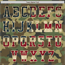 Load image into Gallery viewer, Custom Camo Vintage USA Flag City Cream Crimson-Black Bomber Varsity Letterman Salute To Service Zipper Jacket