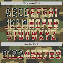 Load image into Gallery viewer, Custom Camo Vintage USA Flag City Cream Crimson-Black Bomber Varsity Letterman Salute To Service Zipper Jacket