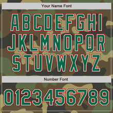 Load image into Gallery viewer, Custom Camo Kelly Green-Red Bomber Varsity Letterman Salute To Service Zipper Jacket