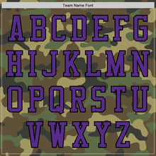 Load image into Gallery viewer, Custom Camo Purple-Black Bomber Varsity Letterman Salute To Service Zipper Jacket