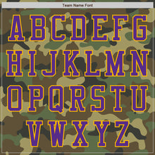 Load image into Gallery viewer, Custom Camo Purple-Gold Bomber Varsity Letterman Salute To Service Zipper Jacket