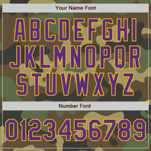 Load image into Gallery viewer, Custom Camo Purple-Gold Bomber Varsity Letterman Salute To Service Zipper Jacket