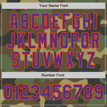 Load image into Gallery viewer, Custom Camo Purple-Orange Bomber Varsity Letterman Salute To Service Zipper Jacket