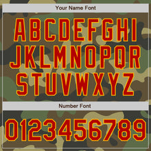 Load image into Gallery viewer, Custom Camo Red-Gold Bomber Varsity Letterman Salute To Service Zipper Jacket