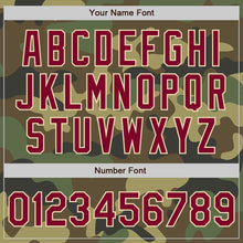 Load image into Gallery viewer, Custom Camo Maroon-Cream Bomber Varsity Letterman Salute To Service Zipper Jacket