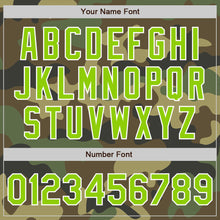 Load image into Gallery viewer, Custom Camo Neon Green-White Bomber Varsity Letterman Salute To Service Zipper Jacket