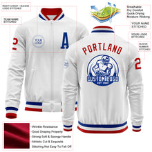 Load image into Gallery viewer, Custom White Red-Royal Bomber Varsity Letterman Zipper Jacket