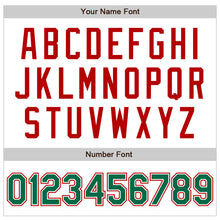 Load image into Gallery viewer, Custom White Kelly Green-Red Bomber Varsity Letterman Zipper Jacket