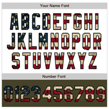 Load image into Gallery viewer, Custom White Vintage USA Flag Black-Olive Bomber Varsity Letterman Two Tone Zipper Jacket