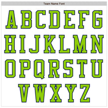 Load image into Gallery viewer, Custom White Neon Green-Navy Bomber Varsity Letterman Two Tone Zipper Jacket