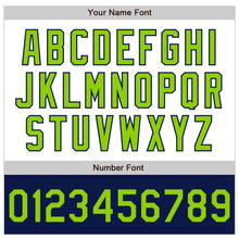 Load image into Gallery viewer, Custom White Neon Green-Navy Bomber Varsity Letterman Two Tone Zipper Jacket