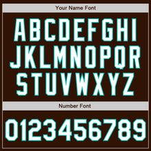 Load image into Gallery viewer, Custom Brown White-Aqua Bomber Varsity Letterman Zipper Jacket