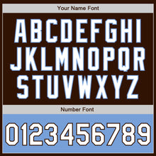 Load image into Gallery viewer, Custom Brown White-Light Blue Bomber Varsity Letterman Two Tone Zipper Jacket