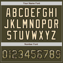 Load image into Gallery viewer, Custom Olive Camo Black-Cream Bomber Varsity Letterman Salute To Service Zipper Jacket