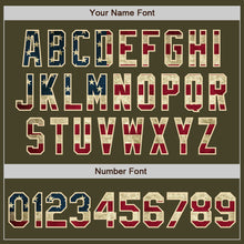 Load image into Gallery viewer, Custom Olive Vintage USA Flag Cream-Black Bomber Varsity Letterman Salute To Service Zipper Jacket