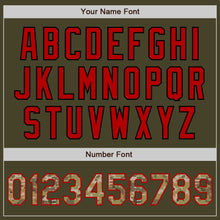 Load image into Gallery viewer, Custom Olive Camo Red-Black Bomber Varsity Letterman Salute To Service Zipper Jacket