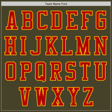 Load image into Gallery viewer, Custom Olive Red-Gold Bomber Varsity Letterman Salute To Service Zipper Jacket