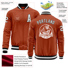 Load image into Gallery viewer, Custom Texas Orange White-Black Bomber Varsity Letterman Zipper Jacket