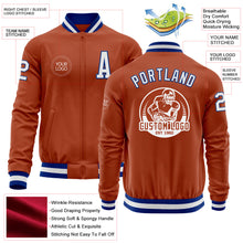 Load image into Gallery viewer, Custom Texas Orange White-Royal Bomber Varsity Letterman Zipper Jacket