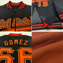 Load image into Gallery viewer, Custom Texas Orange Green-Cream Bomber Varsity Letterman Two Tone Zipper Jacket