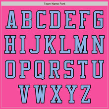 Load image into Gallery viewer, Custom Pink Light Blue-Black Bomber Varsity Letterman Zipper Jacket