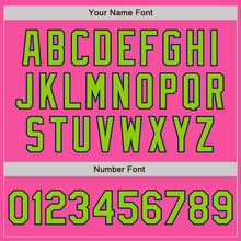 Load image into Gallery viewer, Custom Pink Neon Green-Navy Bomber Varsity Letterman Zipper Jacket