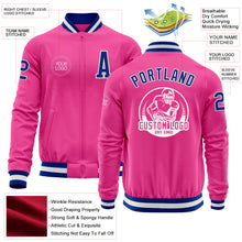 Load image into Gallery viewer, Custom Pink Royal-White Bomber Varsity Letterman Zipper Jacket
