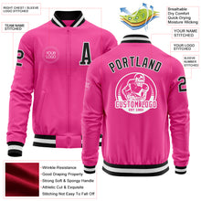 Load image into Gallery viewer, Custom Pink Black-White Bomber Varsity Letterman Zipper Jacket