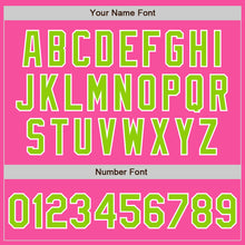 Load image into Gallery viewer, Custom Pink Neon Green-White Bomber Varsity Letterman Zipper Jacket