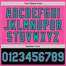 Load image into Gallery viewer, Custom Pink Aqua-Black Bomber Varsity Letterman Two Tone Zipper Jacket