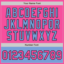 Load image into Gallery viewer, Custom Pink Black-Light Blue Bomber Varsity Letterman Two Tone Zipper Jacket