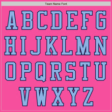 Load image into Gallery viewer, Custom Pink Light Blue-Navy Bomber Varsity Letterman Two Tone Zipper Jacket