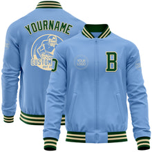 Load image into Gallery viewer, Custom Light Blue Green-Cream Bomber Varsity Letterman Zipper Jacket