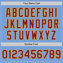 Load image into Gallery viewer, Custom Light Blue Crimson-Gold Bomber Varsity Letterman Zipper Jacket