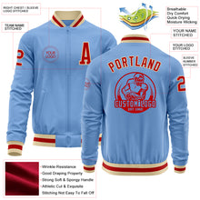 Load image into Gallery viewer, Custom Light Blue Red-Cream Bomber Varsity Letterman Zipper Jacket