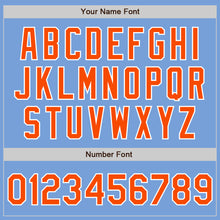 Load image into Gallery viewer, Custom Light Blue Orange-White Bomber Varsity Letterman Zipper Jacket