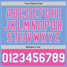 Load image into Gallery viewer, Custom Light Blue White-Pink Bomber Varsity Letterman Two Tone Zipper Jacket