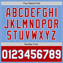 Load image into Gallery viewer, Custom Light Blue White-Red Bomber Varsity Letterman Two Tone Zipper Jacket