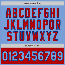 Load image into Gallery viewer, Custom Light Blue Royal-Red Bomber Varsity Letterman Two Tone Zipper Jacket