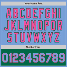 Load image into Gallery viewer, Custom Light Blue Pink-Kelly Green Bomber Varsity Letterman Two Tone Zipper Jacket