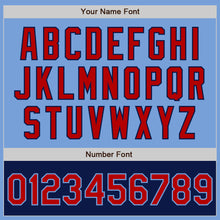 Load image into Gallery viewer, Custom Light Blue Red-Navy Bomber Varsity Letterman Two Tone Zipper Jacket